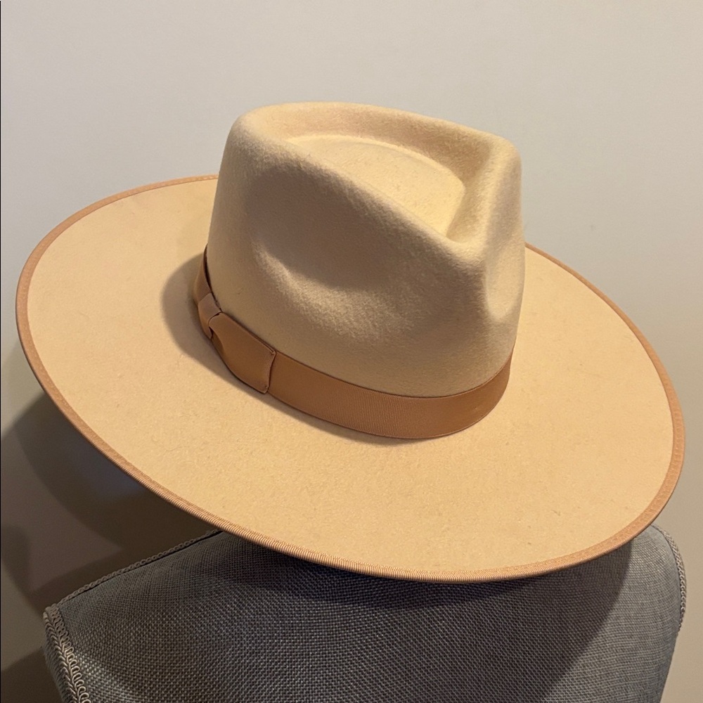 Lack Of Color Beige Rancher Fedora Hat size Medium
